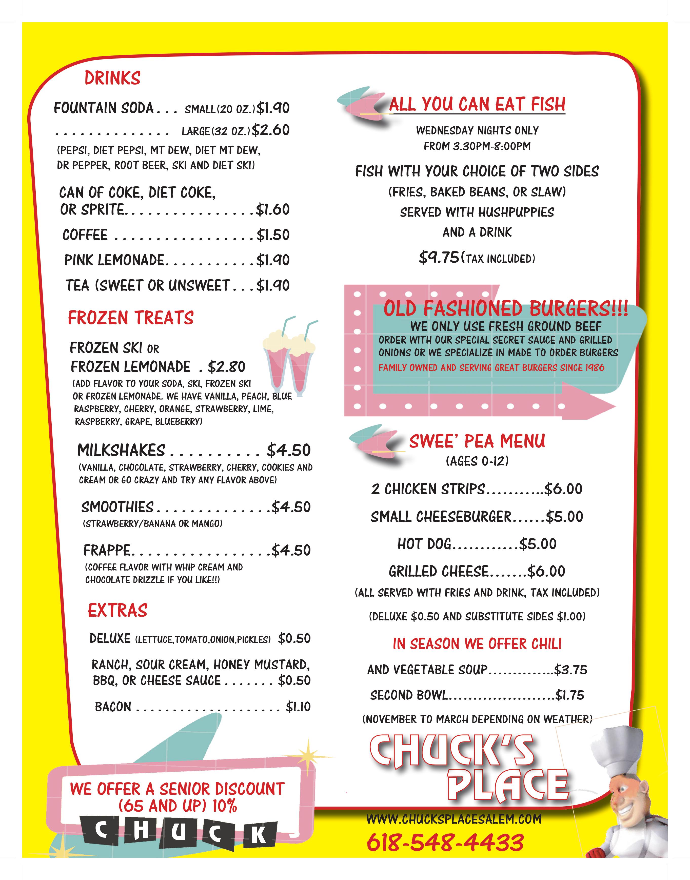 Menu Chucks Place